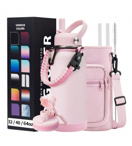 32 OZ Water Bottles with Straw, Storage Carrier Bag, Paracord Handle & Chug Lid, BPA-free Vacuum Insulated Water Bottle 32oz, Keep Cold 48Hrs & Hot 24Hrs, Stainless Steel Hydro Sports Office Travel