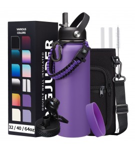 40oz Insulated 40oz Vacuum Stainless-Steel Water Bottles with Straw & Spout Lids, Leakproof Sports Metal Water Bottle Keeps Ice Cold-48Hrs Hot-24Hrs, Wide-mouth Water Bottle for Outdoor Fitness Camping Running